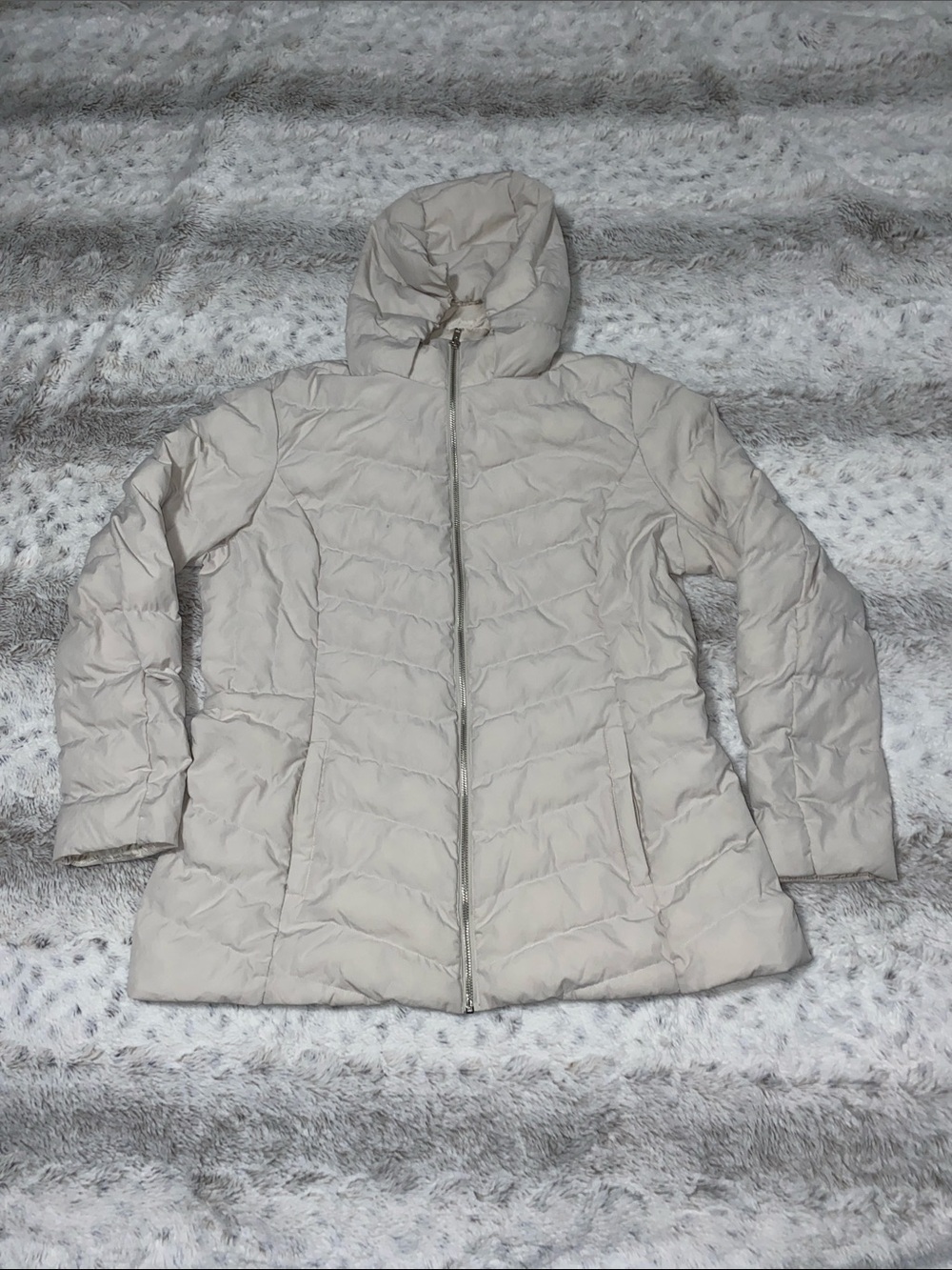 32 Degrees Women's Cream Hooded Quilted Puffer Jacket